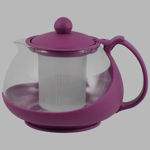 Чайник заварочный 750 мл стеклянная колба в пластиковом корпусе с фильтром, цвет - Бородовый, размер 14х15х12 см