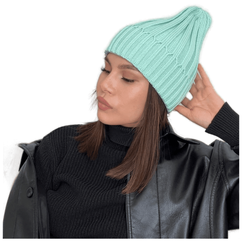 фото Шапка бини , размер 50-60, бирюзовый нет бренда