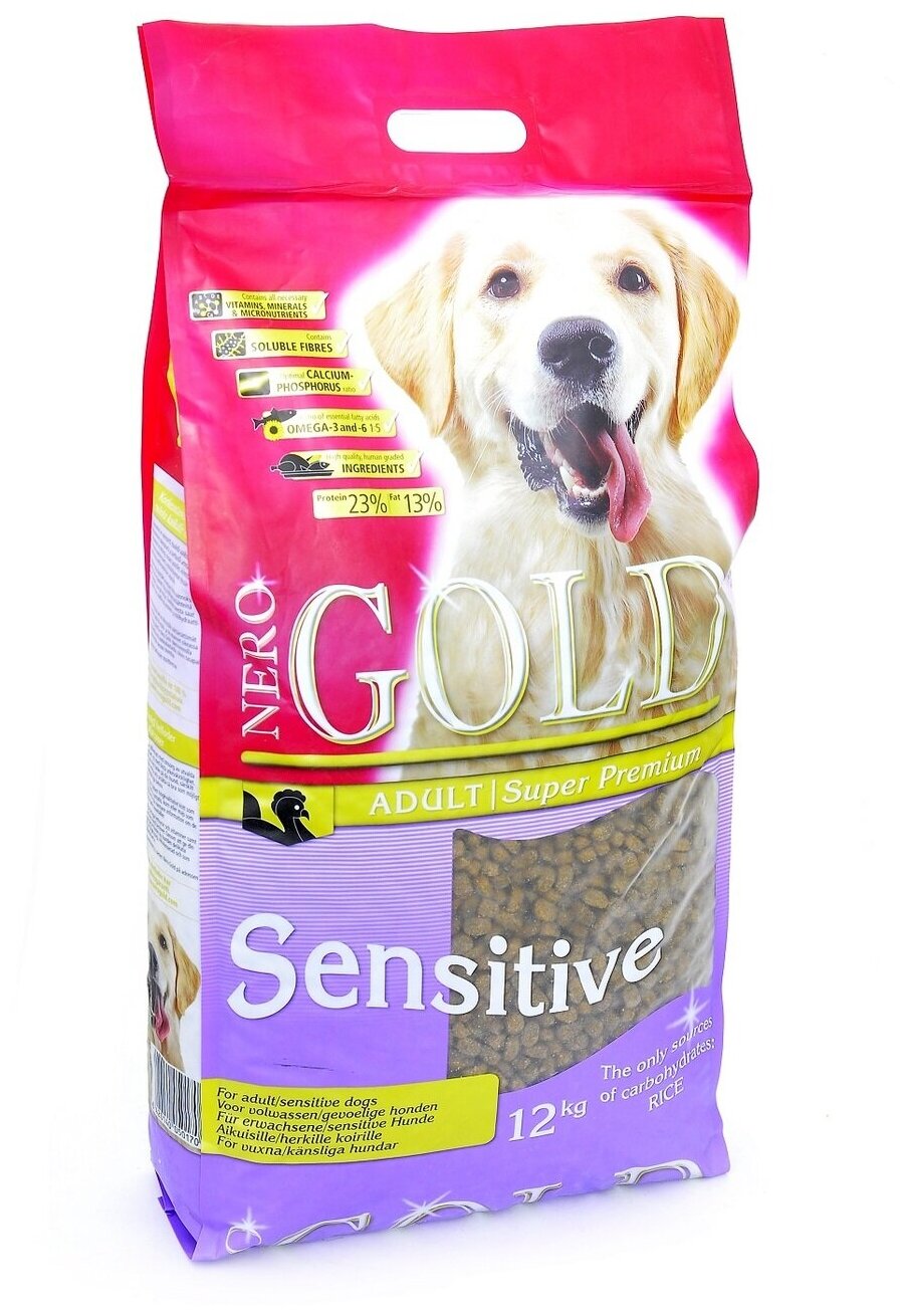 NERO GOLD Sensitive Turkey 23/13 сухой для чувствительых собак Индейка и рис - 12 кг