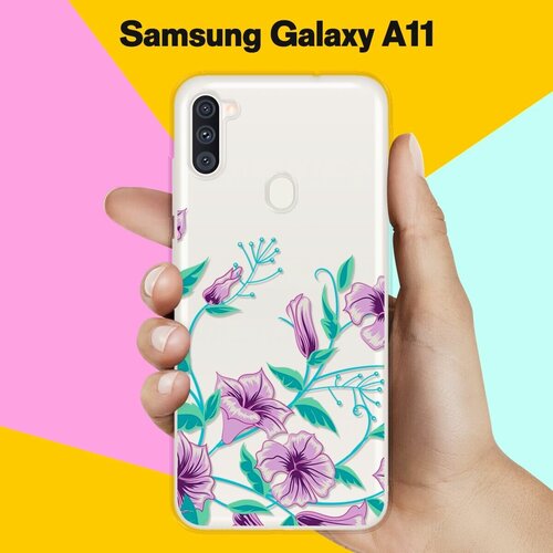 Силиконовый чехол Фиолетовые цветы на Samsung Galaxy A11