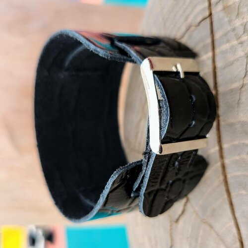 фото Ремешок для часов кожа черный 18 мм напульсник (к) bestrus