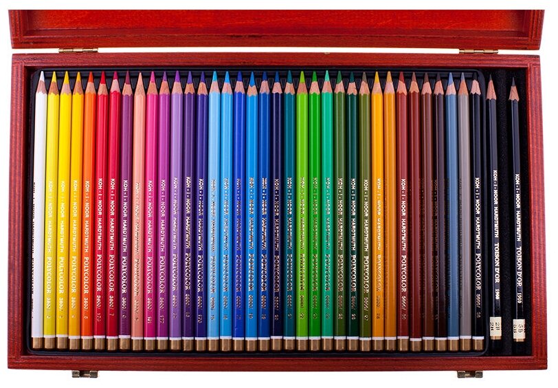 Набор карандашей Koh-i-Noor Polycolor 3895 , шестигранный, 36 цв., коробка деревянная - фото №5