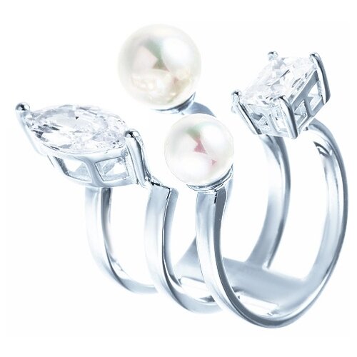 фото Кольцо из серебра 925 пробы с жемчугом майорика и фианитами ol01380d-ko-wm-001-wg element47