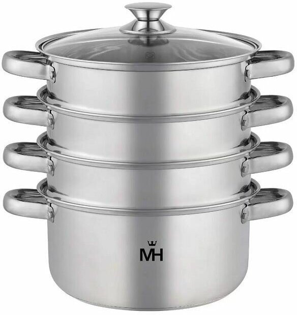 фото Кастрюля-пароварка 4-х ярусная 7л, нержавеющая сталь