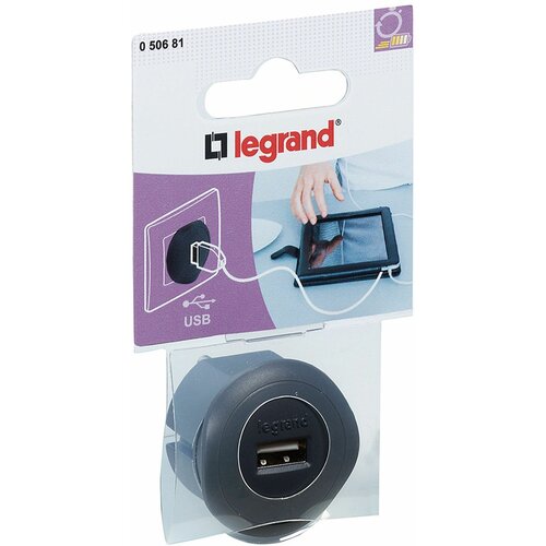 Сетевое зарядное устройство USB Legrand USB 1.5А черн. L050681