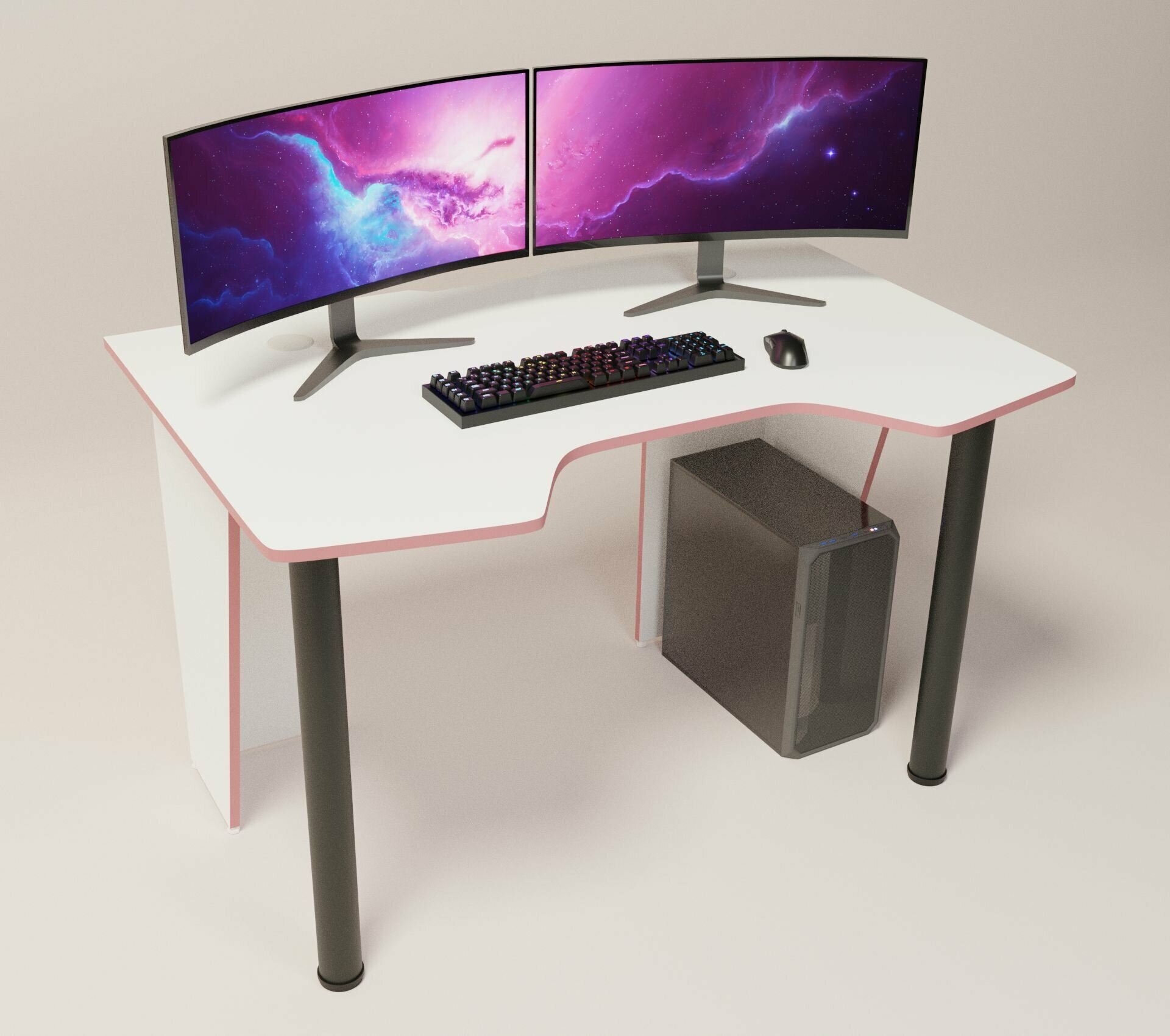 Игровой компьютерный стол FPS 120х78х73 Бело-розовый