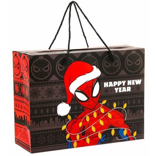 Пакет-коробка,15 x 40 x 30 см "Happy New Year", Человек-Паук