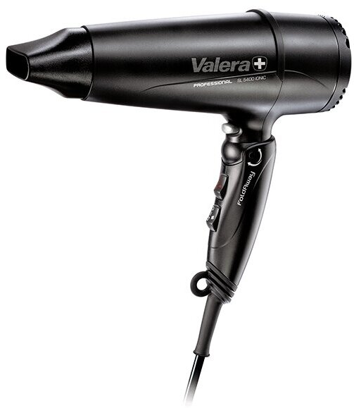 Фен Valera Professional Swiss Light 5400 Fold-Away Ionic (SL 5400T black), мощность 2000 Вт, DC-мотор, ионизация, суперлёгкий, складная рукоятка, холодный воздух, супергибкий сетевой шнур