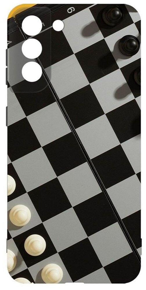 Чехол-накладка Krutoff Soft Case Шахматы для Samsung Galaxy S21 FE (G990) черный