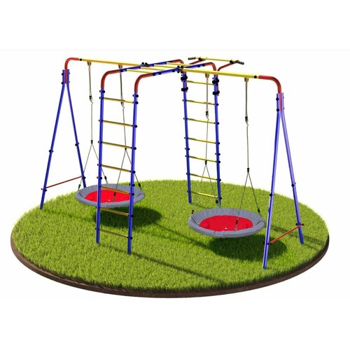Детский спортивный комплекс для улицы, игровая уличная площадка для детей, для сада и дачи с двумя качелями