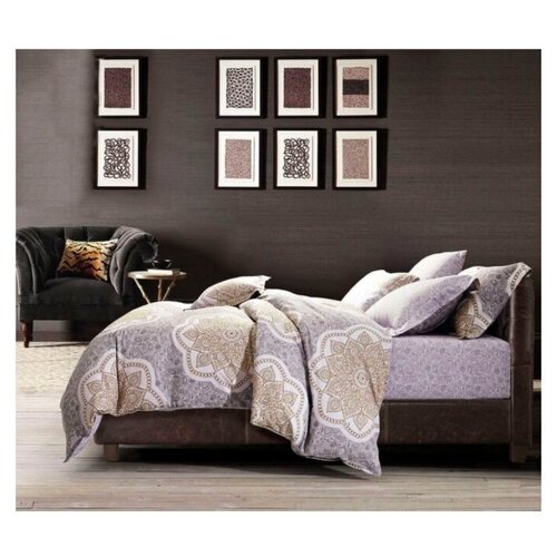 фото Постельное белье 2-спальное tango ts02-666-70, сатин, 70 х 70 см серый/бежевый