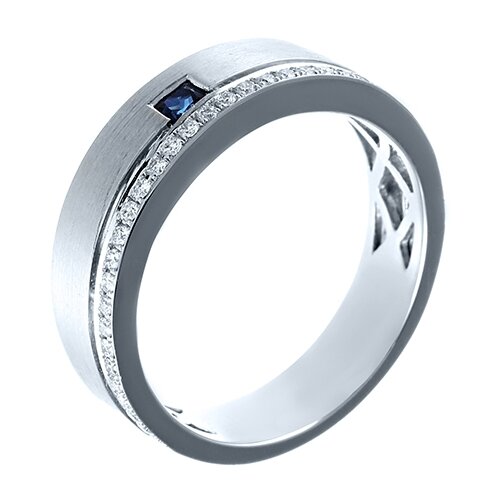 фото Jv кольцо из белого золота 500 пробы с бриллиантами и сапфиром wp0i102ds3-ko-sa-wg, размер 20