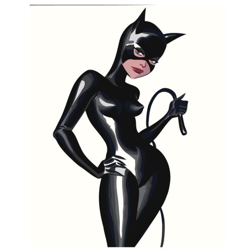 женщина кошка catwoman раскраска картина по номерам на холсте Женщина кошка Раскраска картина по номерам на холсте