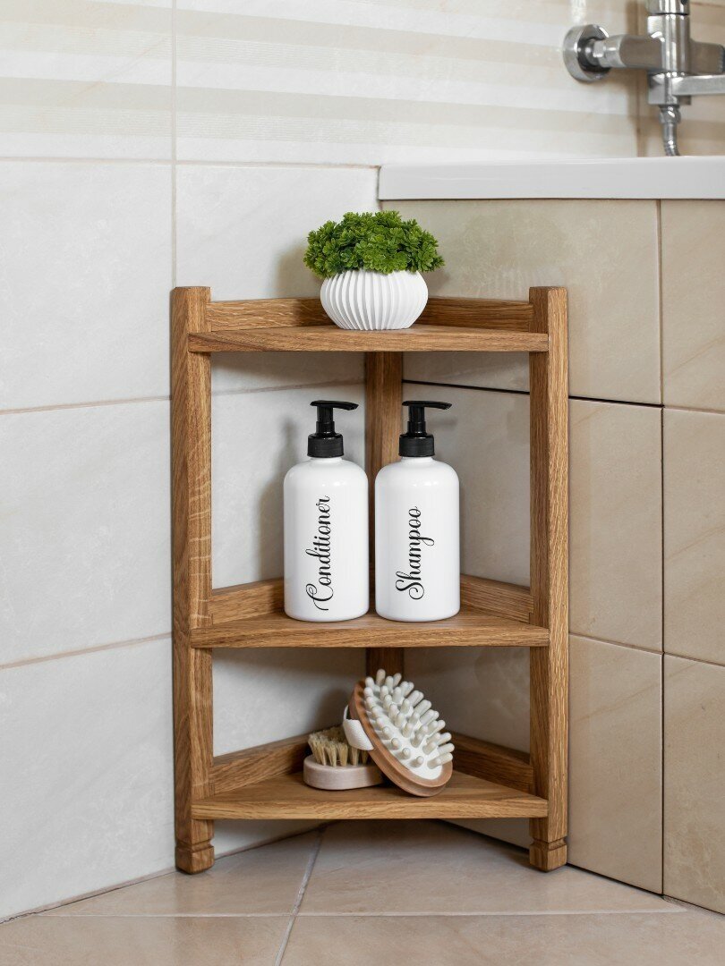 фото Угловой стеллаж в натуральном цвете