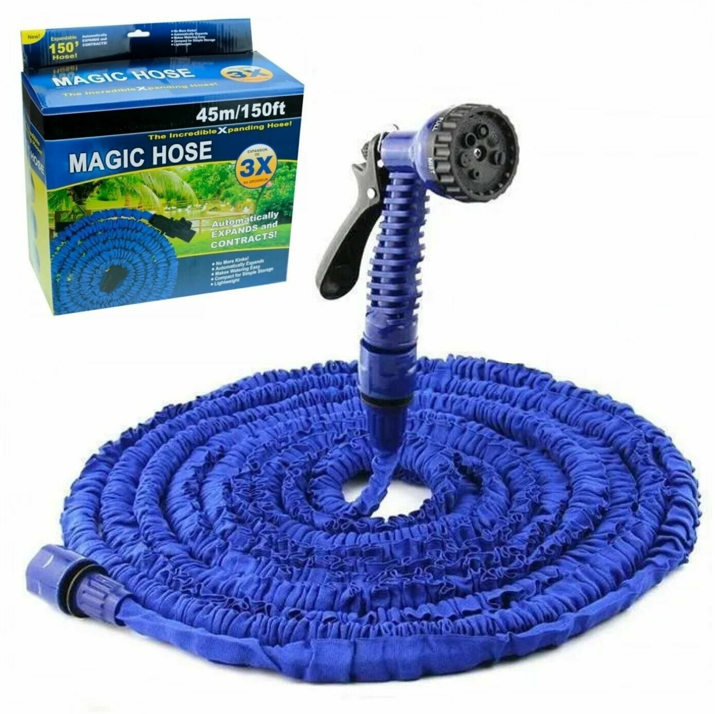 Шланг садовый, поливочный Magic Hose растягивающийся рандомный цвет c распылителем для полива, чудо-шланг удлиняющийся - фотография № 6