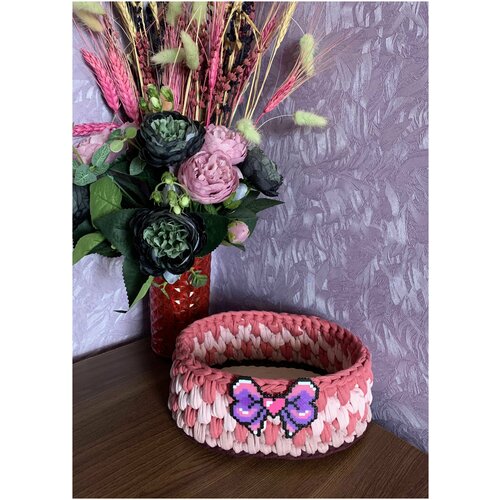 Корзина для мелочей из трикотажной пряжи ручной работы