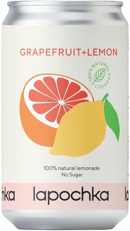 Натуральный лимонад Лапочка без сахара LAPOCHKA (Grapefruit+Lemon) 20х0,33л - фотография № 1