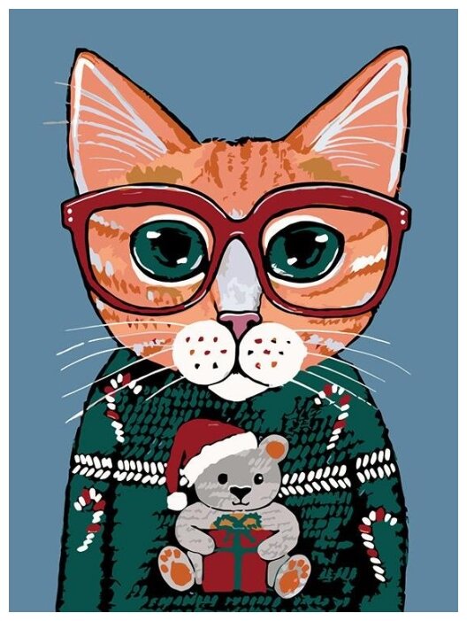 Картина по номерам "В рождественском свитере", 30x40 см