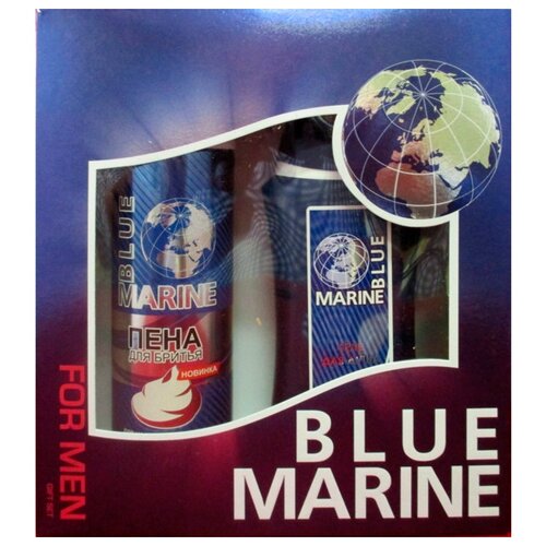 Набор 073 подарочный косметический для мужчин Blue Marine (гель для душа 250 мл + пена для бритья 200 мл)