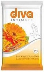 Влажные салфетки для интимной гигиены "Diva intimate № 20" (20 штук)