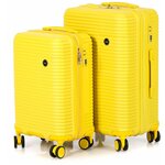 Комплект из 2-х чемоданов Leegi 2в1, цвет Желтый. Размер М+S (ручная кладь). Съемные колеса. - изображение