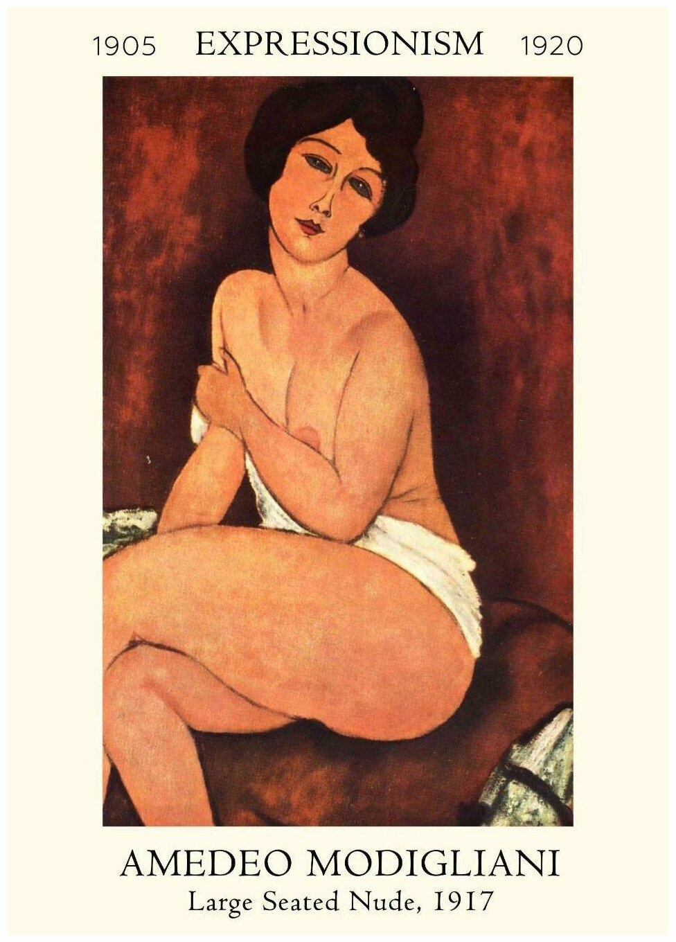 Постер / Плакат / Картина Амедео Модильяни - Большая сидящая обнаженная 50х70 см в подарочном тубусе