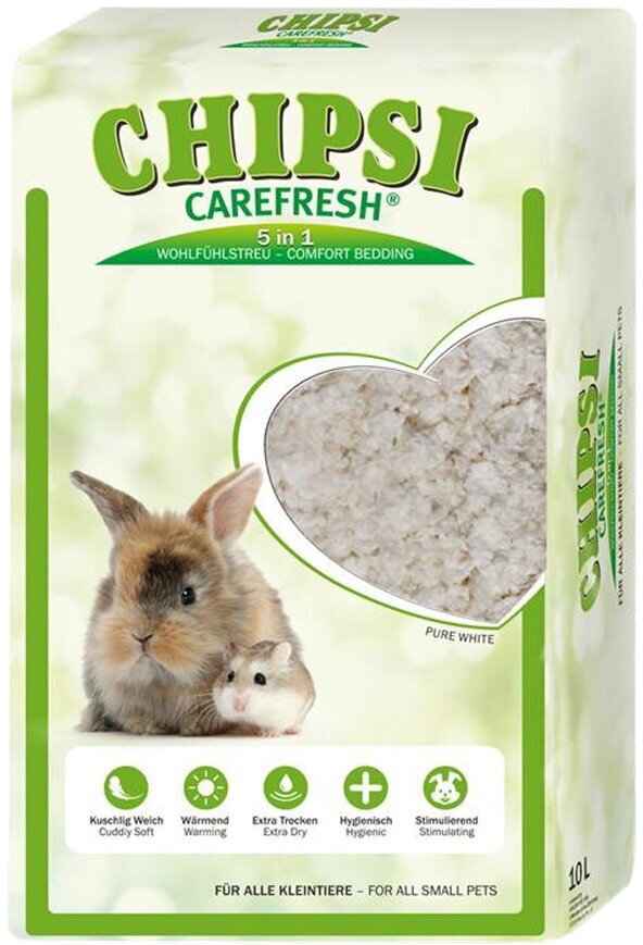 Chipsi CareFresh Pure White наполнитель-подстилка натуральный на бумажной основе для мелких домашних животных и птиц белый (10 л)