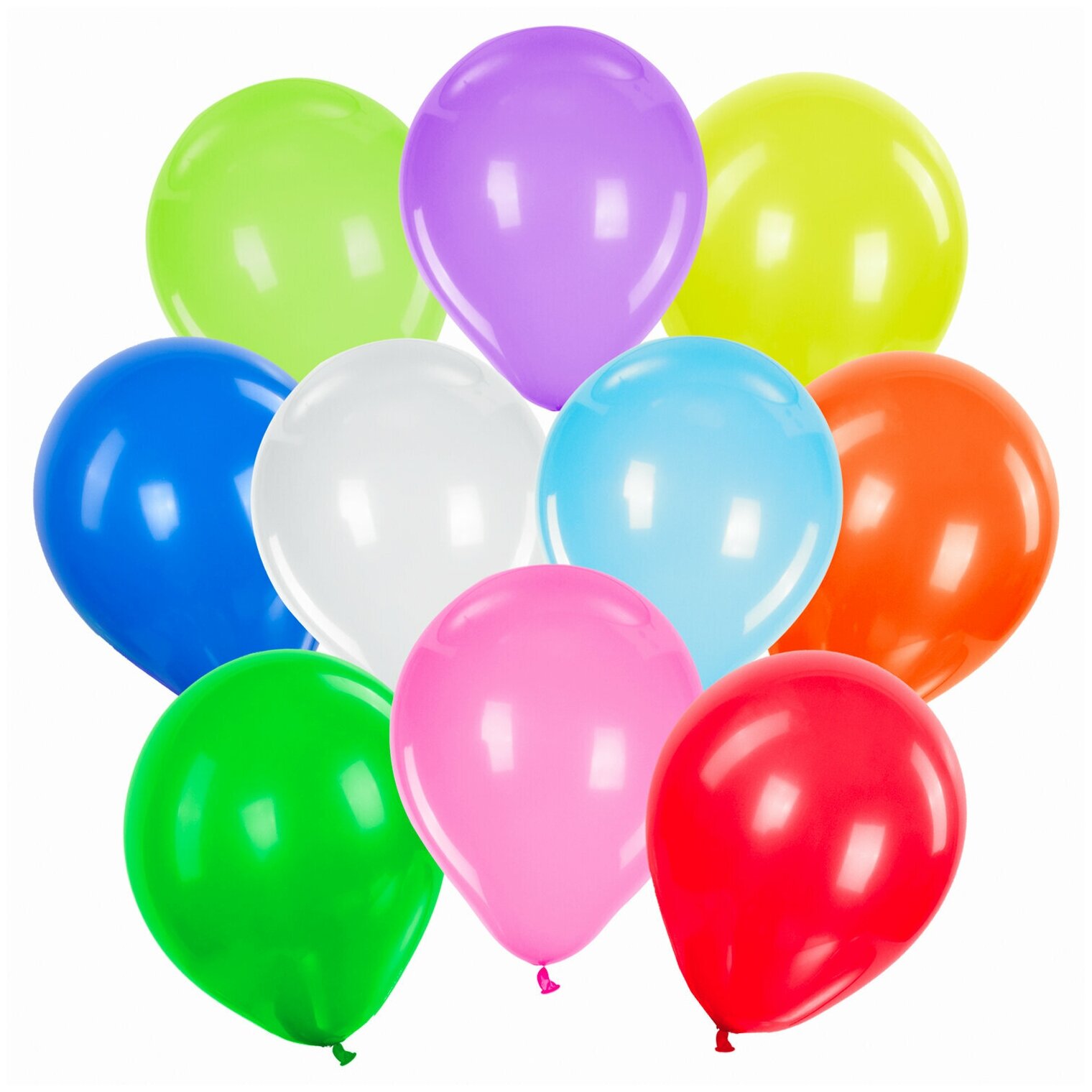 Воздушные шары для праздника / воздушные шарики набор на день рождения Золотая Сказка, 10" (25 см), Комплект 50 штук, ассорти 10 цветов, пакет