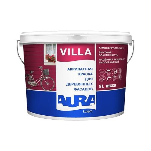 Краска акриловая Aura Luxpro Villa полуматовая белый 9 л 9 кг краска акриловая teknos timantti 20 полуматовая белый 9 л 14 кг