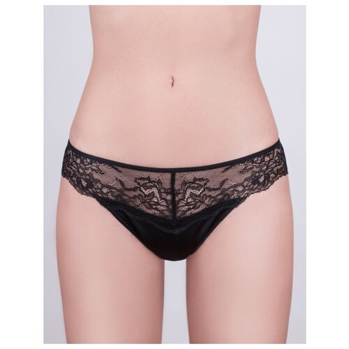 фото Milavitsa трусы танга со средней посадкой и кружевными вставками classic elegant, размер 90, черный