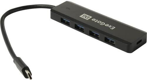 Концентратор Exegate 4-в-1 (кабель-адаптер USB Type C --> 4xUSB3.0, Plug&Play, черный) - фото №6
