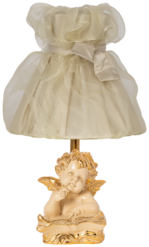 Настольная лампа Bogacho Ангел поэт кремовый с абажуром Мадлен бежевого цвета