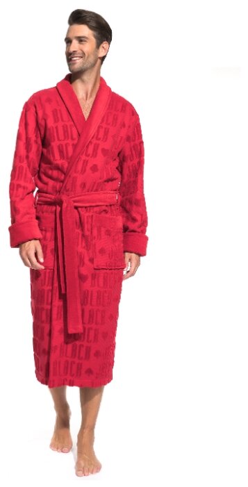 Стильный махровый халат Black Jack (PM France 937) размер M (46-48), красный - фотография № 1