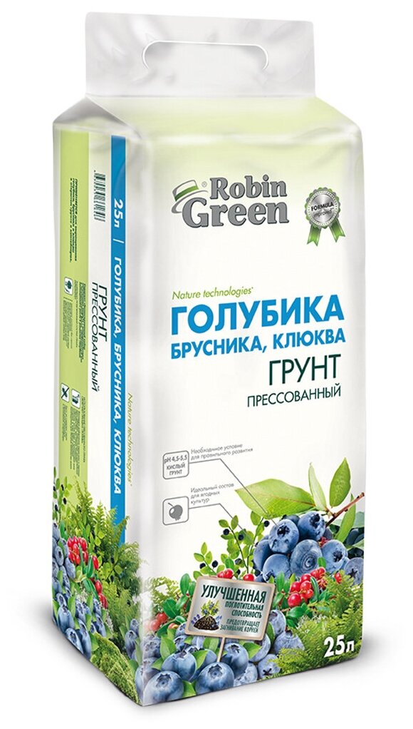 Грунт для голубики брусники клюквы прессованный Robin Green 25 л