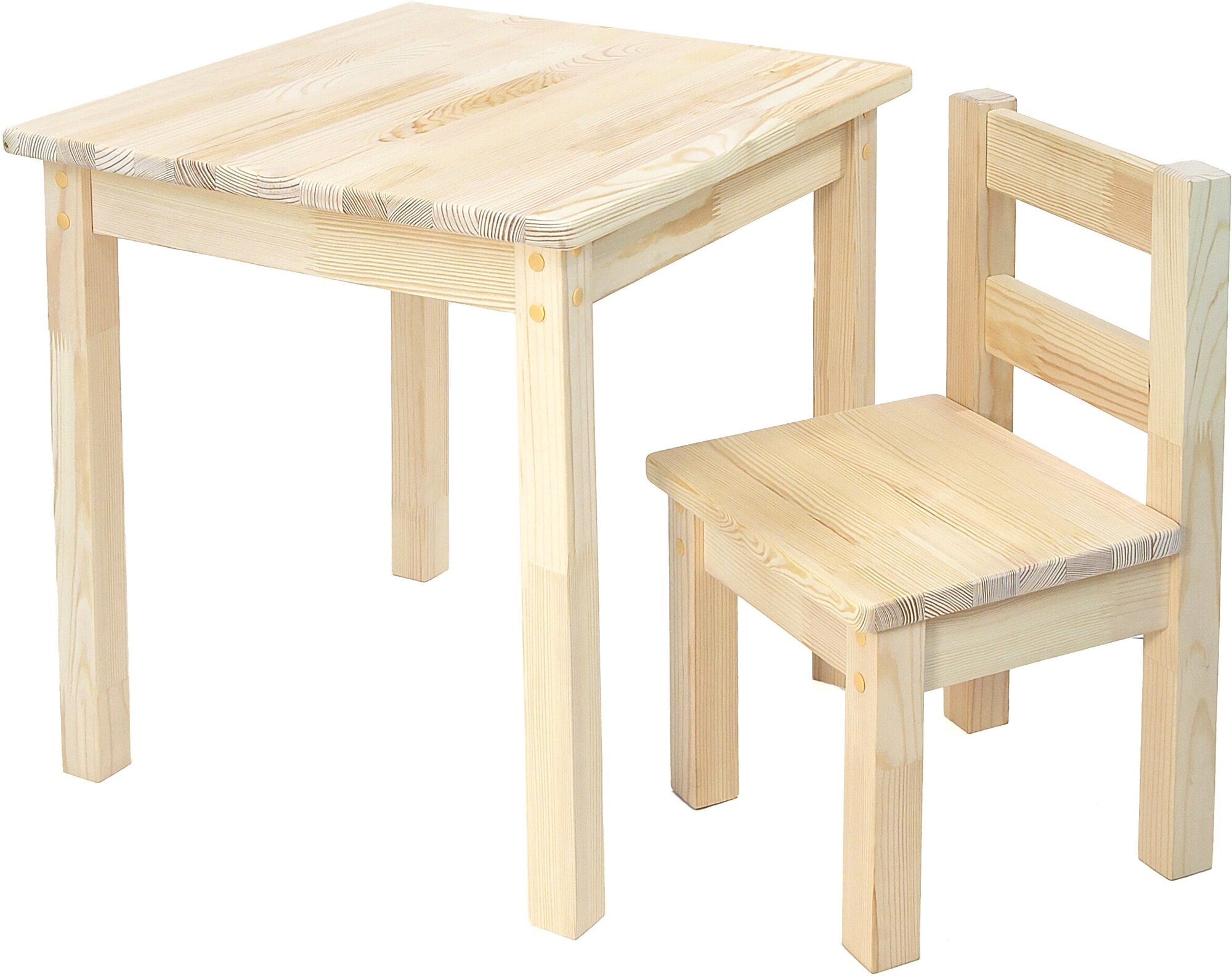 фото Детский стол квадратный и стул деревянный ROLTI kids, сосна натуральная