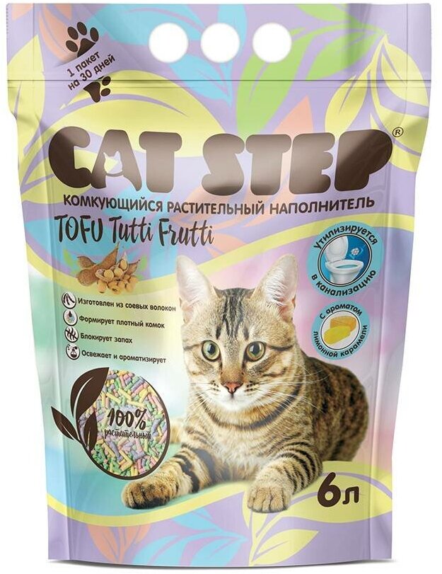 Наполнитель комкующийся растительный Cat Step Tofu Tutti Frutti 6л