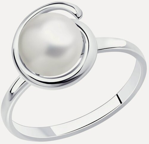 Изображение товара Кольцо, серебро, 925 проба, родирование, жемчуг Swarovski синтетический