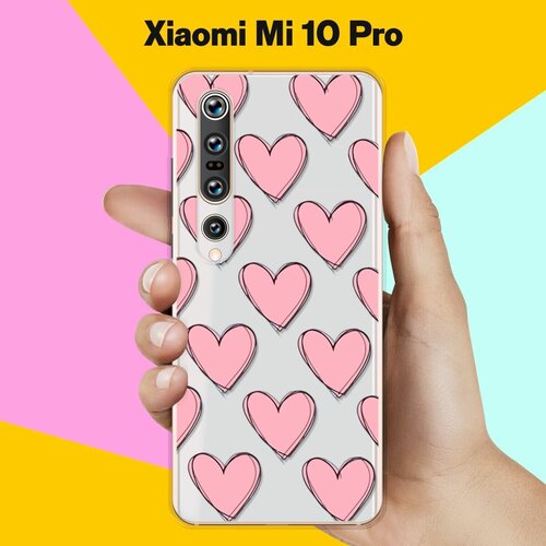 Силиконовый чехол Узор из сердец на Xiaomi Mi 10 Pro силиконовый чехол узор из ёжиков на xiaomi mi 10 pro