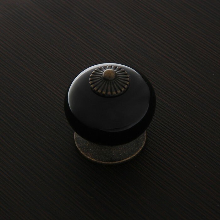 Тундра Ручка кнопка DOME Ceramics 003, керамическая, черная - фотография № 3