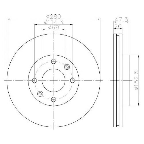 фото Комплект тормозных дисков передний nipparts j3300528 280x26 для hyundai elantra, hyundai sonata, hyundai grandeur (2 шт.)