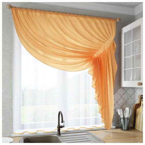фото Шторы для кухни sola "ромео", оранжевый, правая