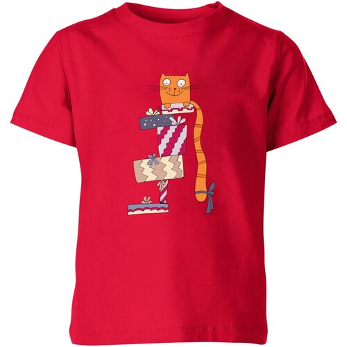 Футболка Us Basic, размер 4, красный мужская футболка рыжий котик с подарками l серый меланж