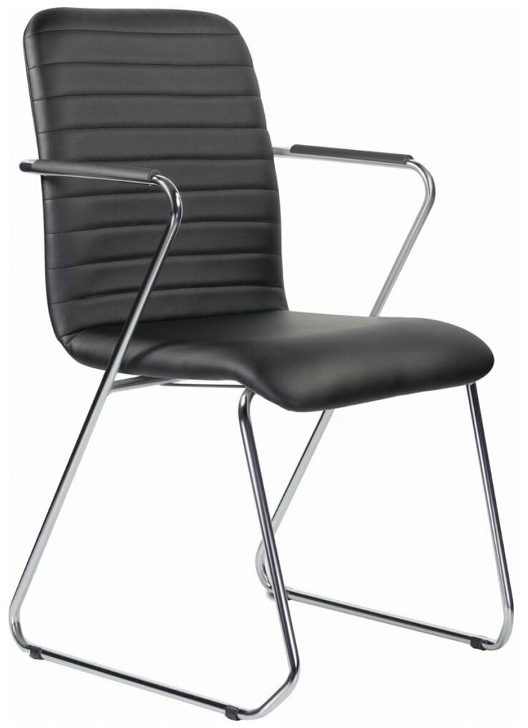 Кресло для приемных и переговорных BRABIX "Visit CF-101" хром экокожа черное 532559