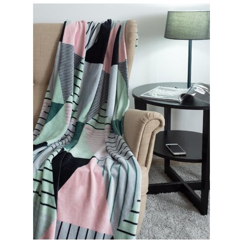 фото Плед guten morgen, corund, геометрия, мята ; размер: евро