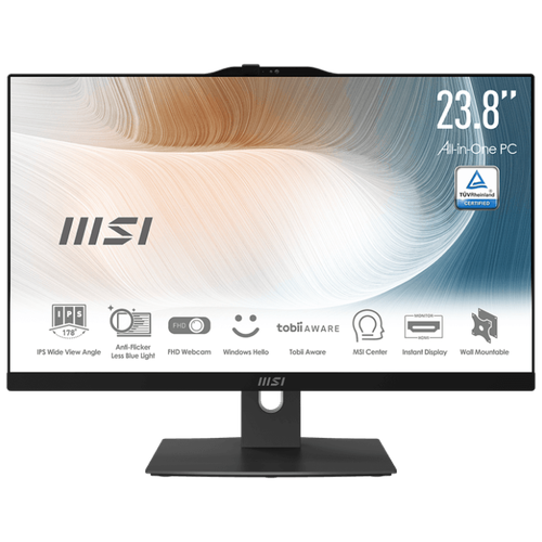 Modern AM242P 12M-237XRU (MS-AE07) 23.8' FHD(1920x1080)/Intel Core i5-1240P/16GB+512GB SSD/Integrated/WiFi/BT/2.0MP/KB+MOUSE(WLS)/noOS/1Y/BLACK