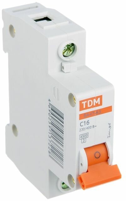 фото Выключатель автоматический TDM ВА47-63, 1п, 16 А, 4.5 кА