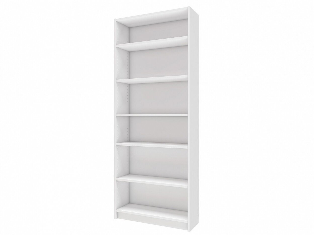Белый стеллаж для хранения документов, книг и игрушек Бильд, 6 полок, ЛДСП, 80х202х28 см