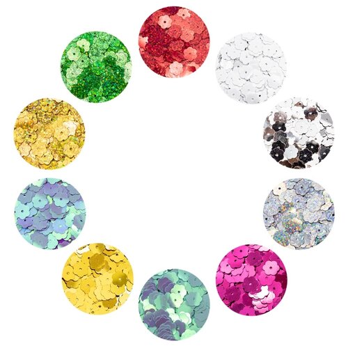 фото Большой набор пайеток 'цветок' 10мм, 10 цветов по 10гр, астра astra & craft