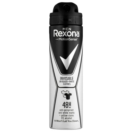 Антиперспирант Rexona На Черном и Белом, спрей, невидимый, 150 мл rexona антиперспирант спрей men невидимый на черном и белом 150 мл