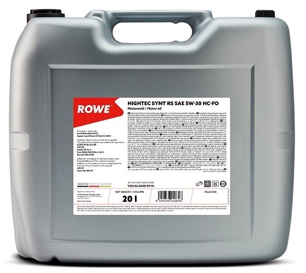 Синтетическое моторное масло ROWE Hightec Synt RS SAE 5W-30 HC-FO, 17.2 л1 шт
